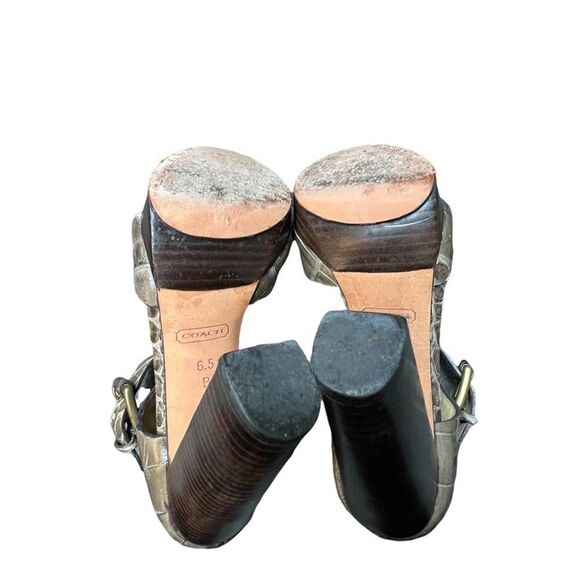 Coach Maze Embossed Croc Peep Toe Platform Heels - Picture 11 of 13